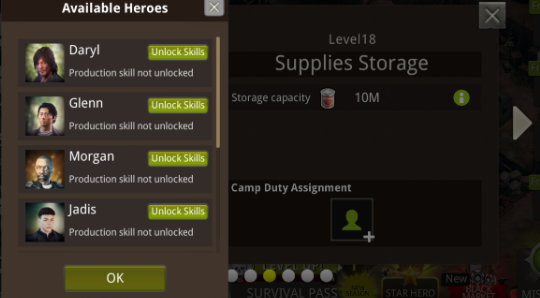 Available Heroes / Production Skills