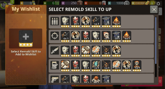 Select Remold Skill to UP